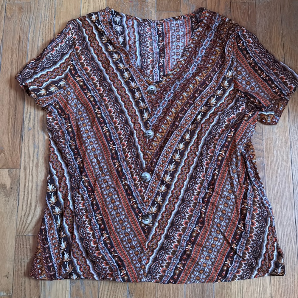 SHEIN shirt size large. NWOT. Multi-color. Comes from a smoke free home